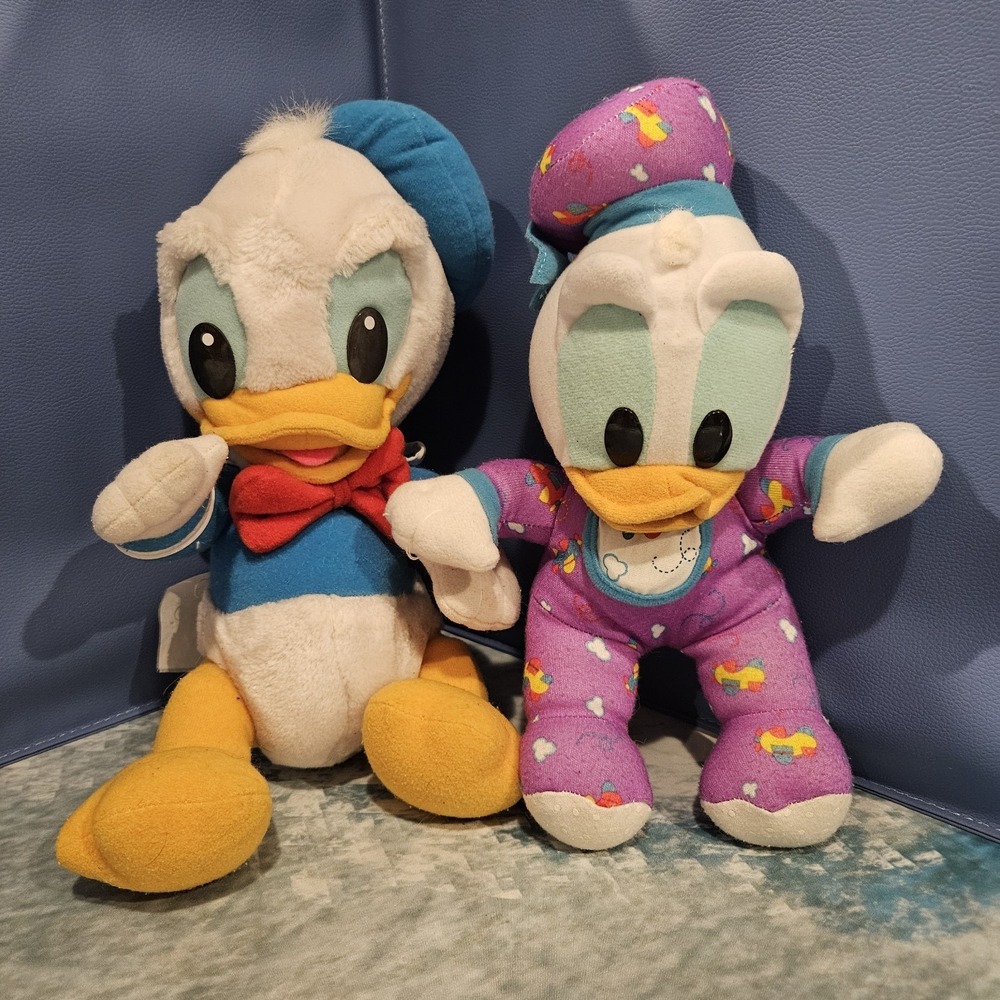 Vintage Donald Duck Plush Bundle Disney Baby Donald Mattel Pajamas 2pc